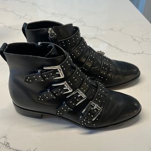 Rebecca Minkoff Women's Maddox Leather Studded Buckle Booties US 9